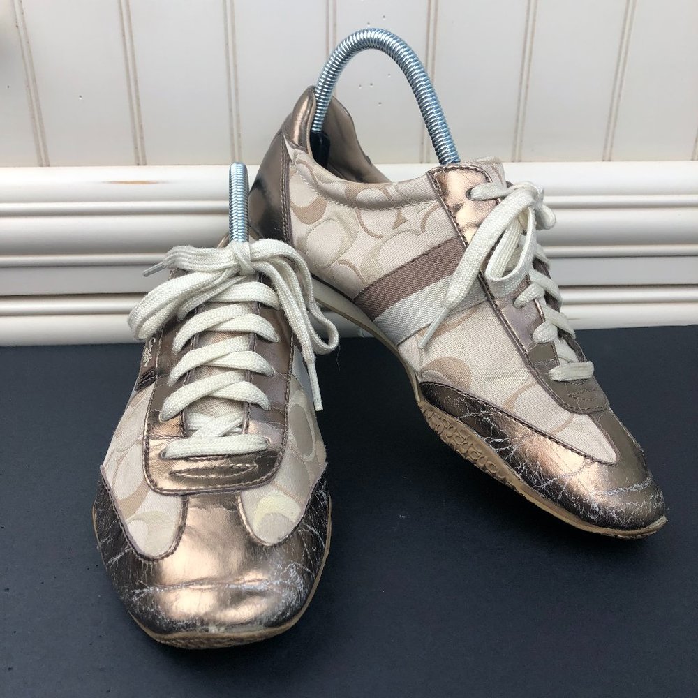 COACH Vintage Kinsley Metallic Signature Strip Sneaker - Y2K Classic Trending